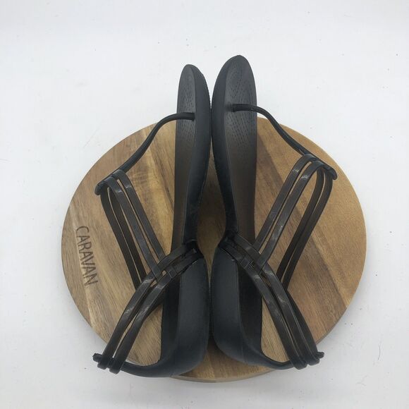 Crocs Isabella Sandals Womens 8 Black Jelly Strappy Summer Cruise Comfort Shoes - Picture 6 of 10